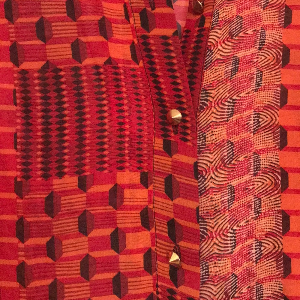 Sheer Button Down Top With Gold Button Detailing - image 2